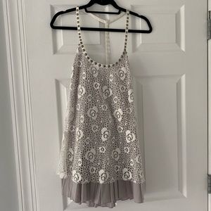 Free People ivory and gray lace top/short dress